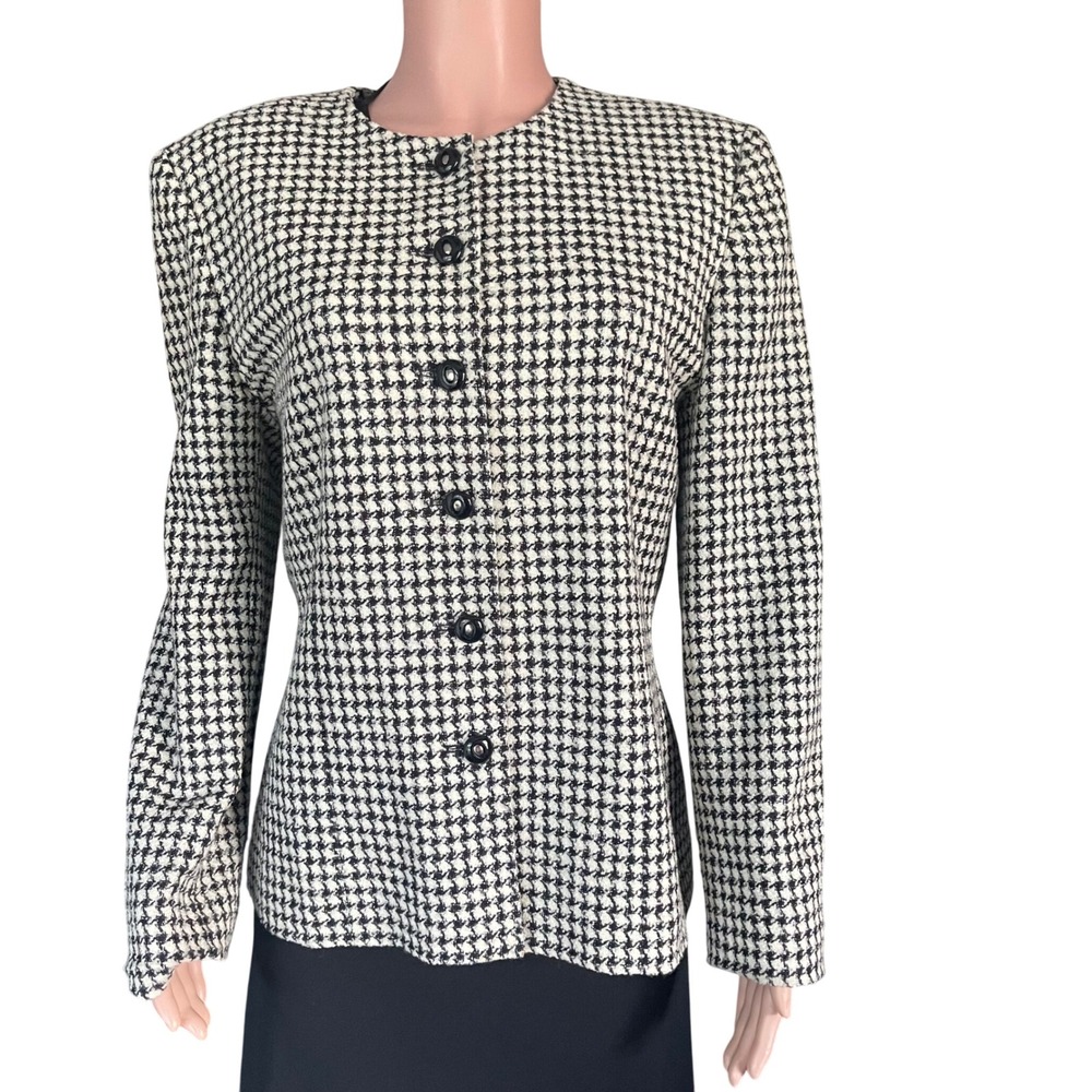 Vintage Pendleton Black White‎ Boucle Jacket 12 Made in USA Couture Inspired